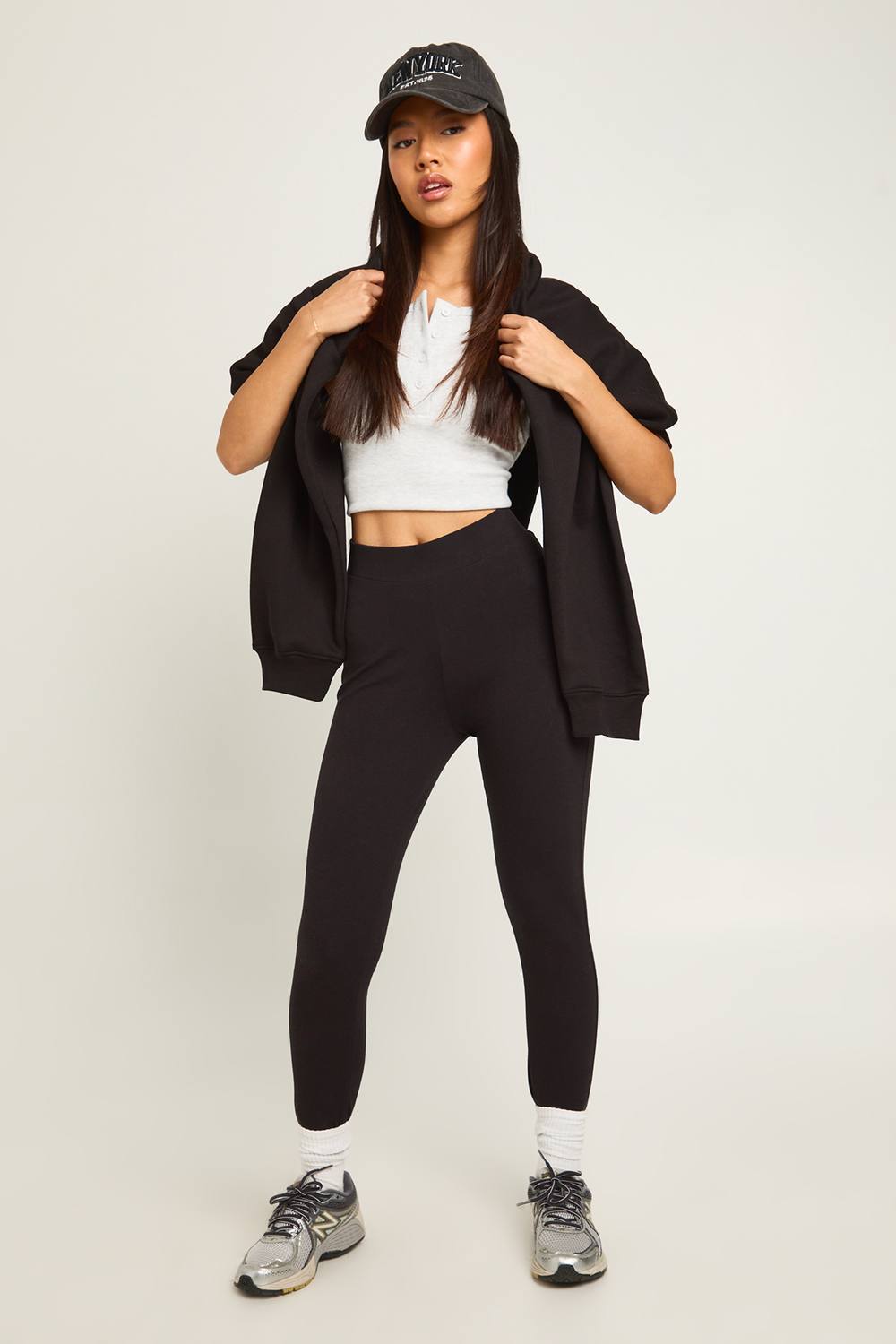 boohoo Women's Petite High Waist Legging Pants in Black by boohoo