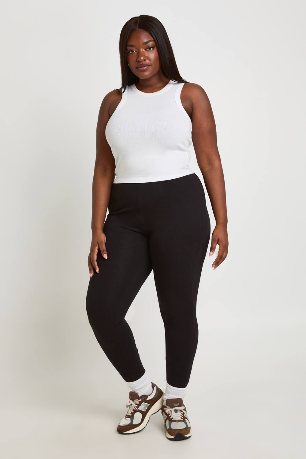 boohoo Women's Plus Basic High Waist Legging Pants in Black by boohoo