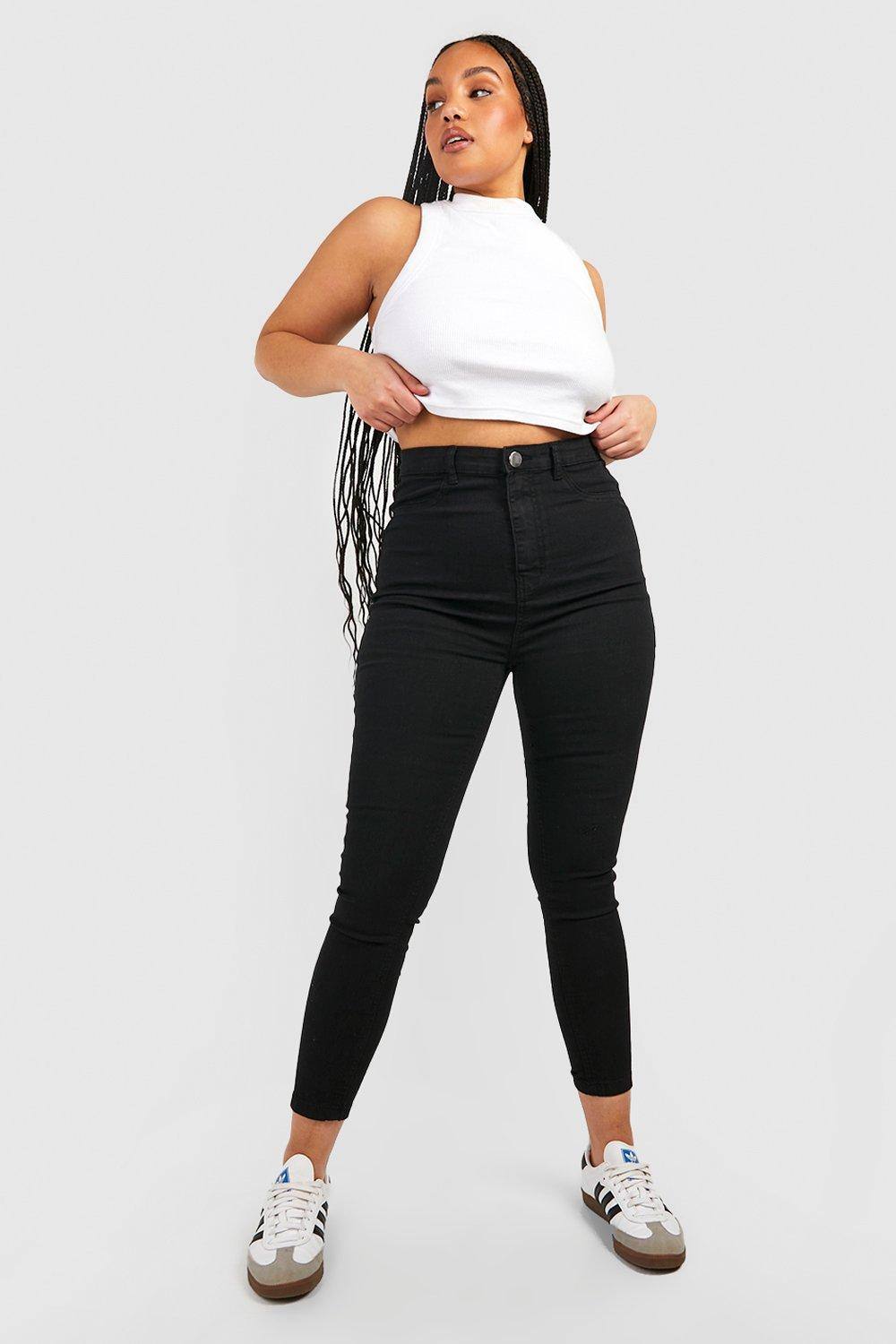 boohoo Women's Plus High Waisted Jeggings in Black by boohoo
