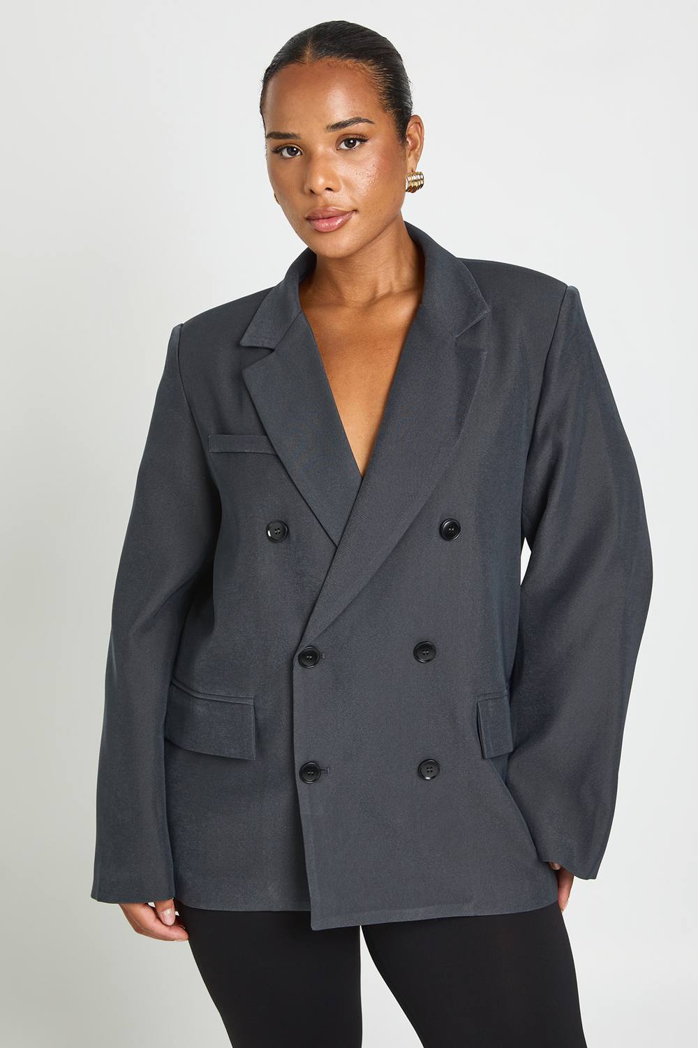boohoo Women's Plus Oversized Relaxed Blazer in Charcoal by boohoo