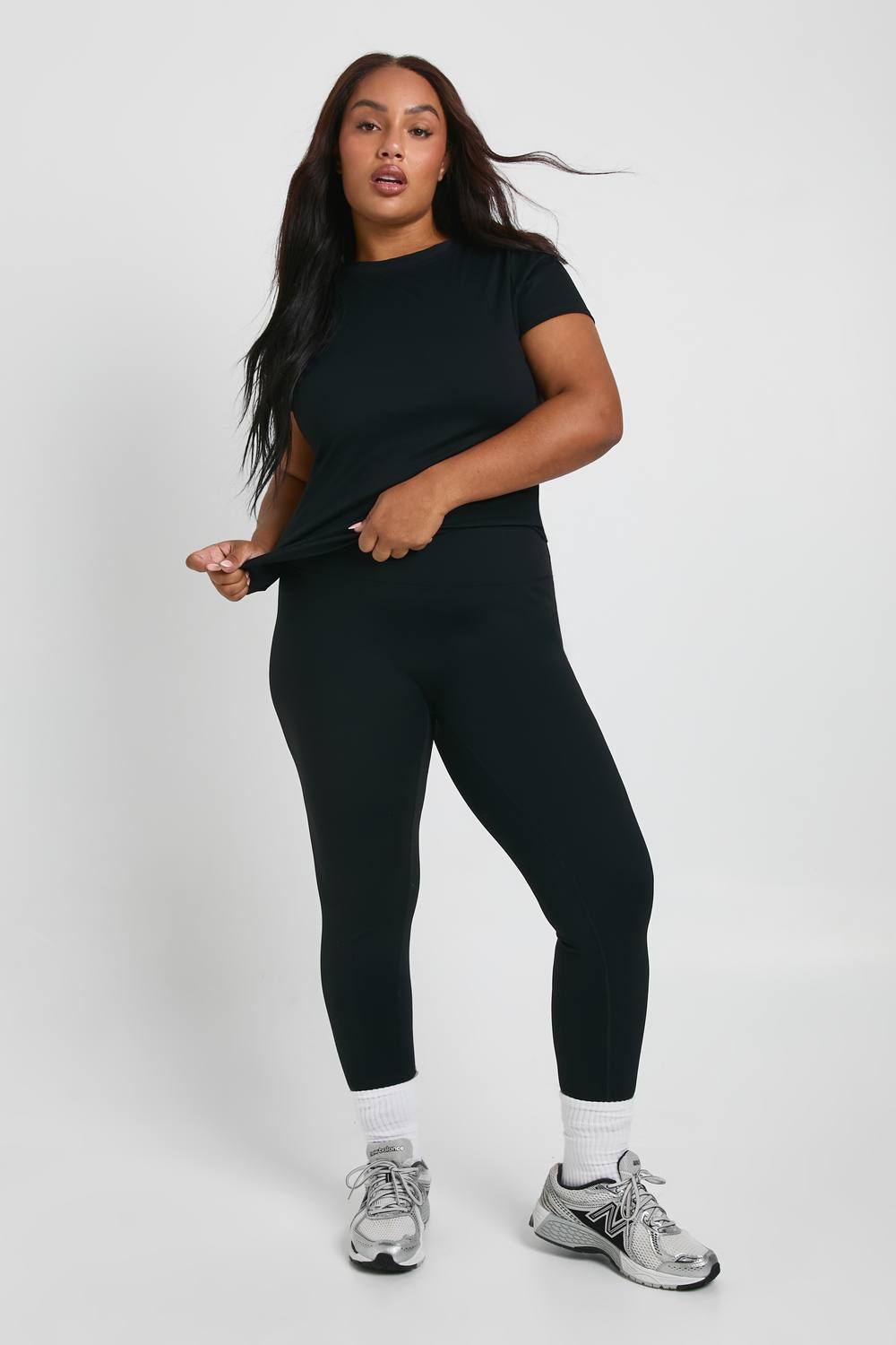 boohoo Women's Plus Super Soft Sculpt Seam Detail Legging Pants in Black by boohoo