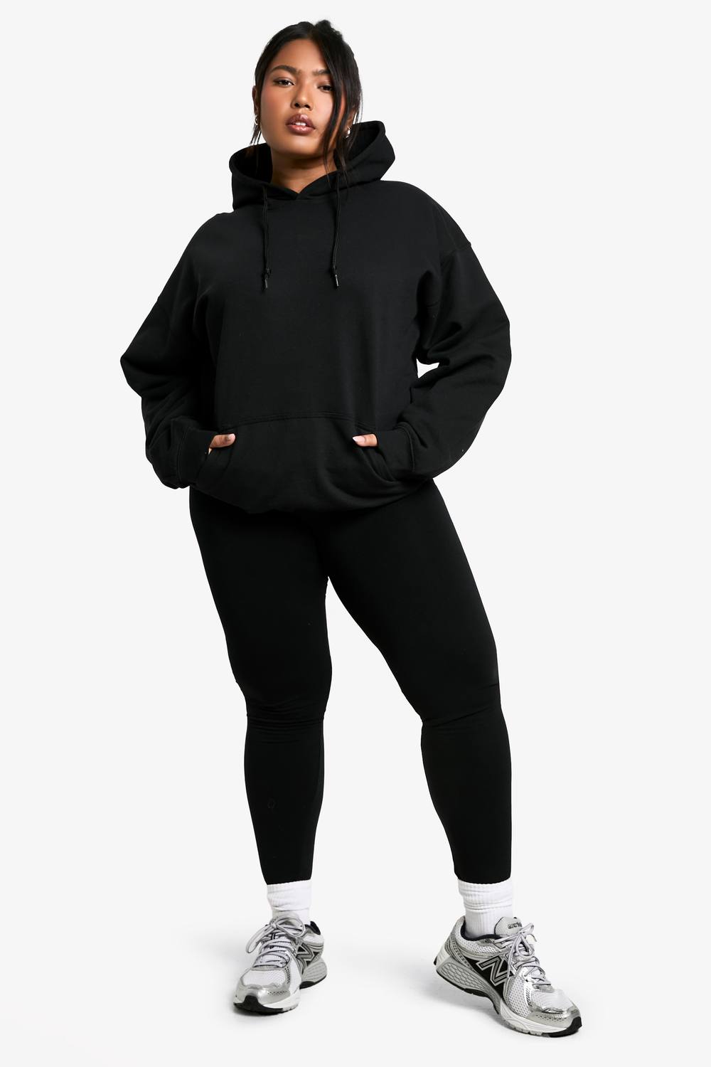 boohoo Women's Plus Supersoft Fleece Lined Leggings Pants in Black by boohoo