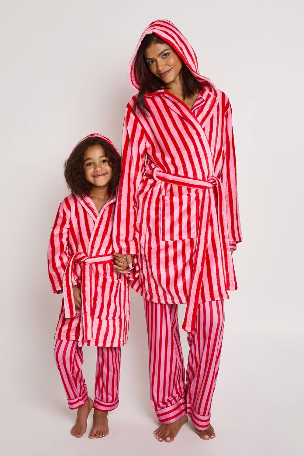 boohoo Women's Matching Family Candy Stripe Mini Dressing Gown in Pink by boohoo