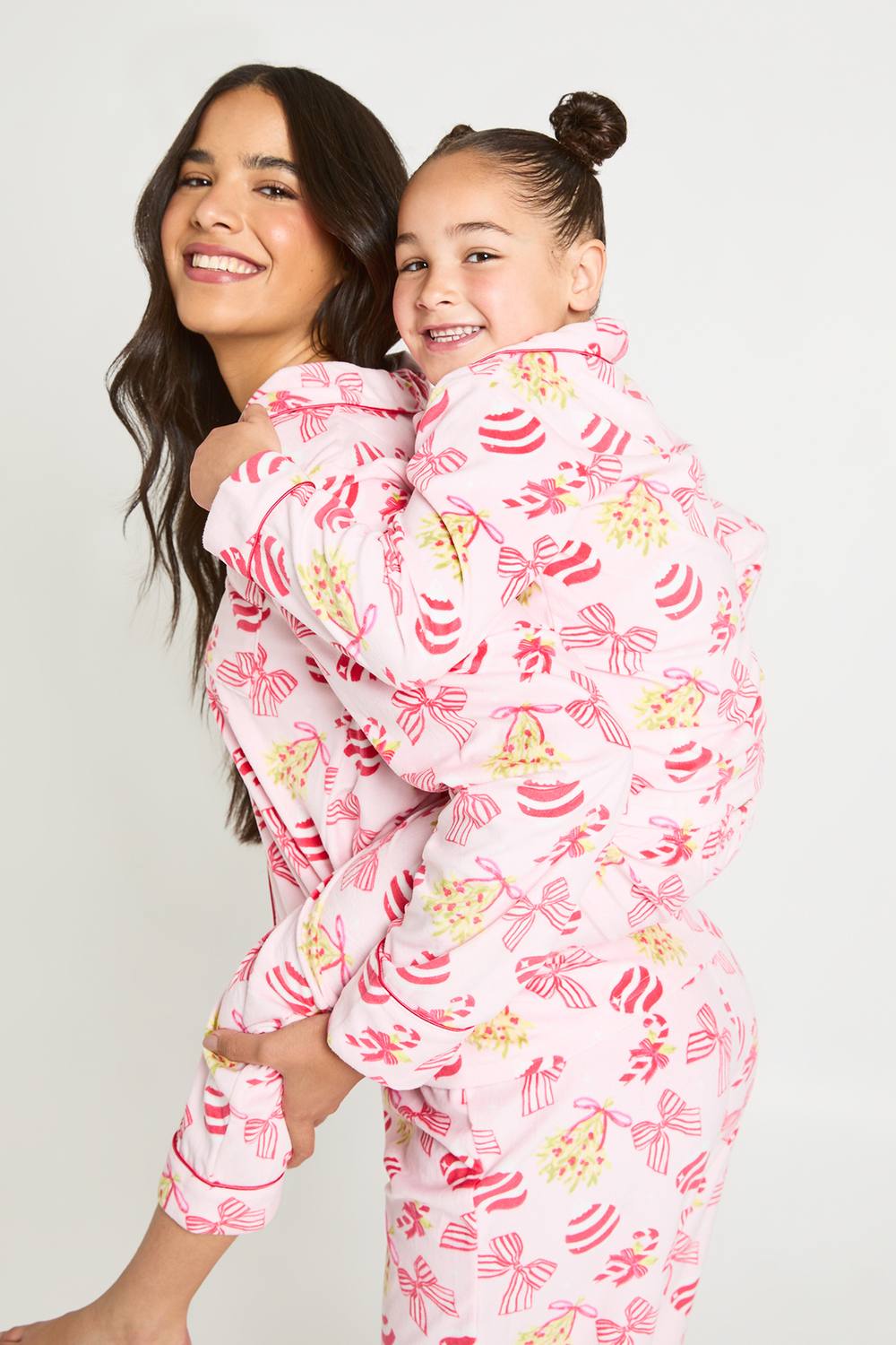 boohoo Women's Matching Family Baby Fleece Christmas Print Long Sleeve Shirt & Trousers Pyjama Set in Light Pink by boohoo