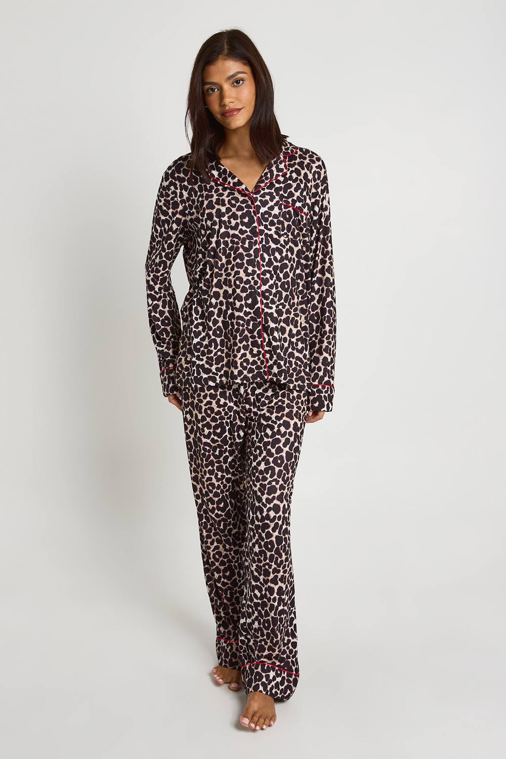 boohoo Women's Matching Family Leopard Print Super Soft Long Sleeve Shirt & Trousers Pyjama Set by boohoo