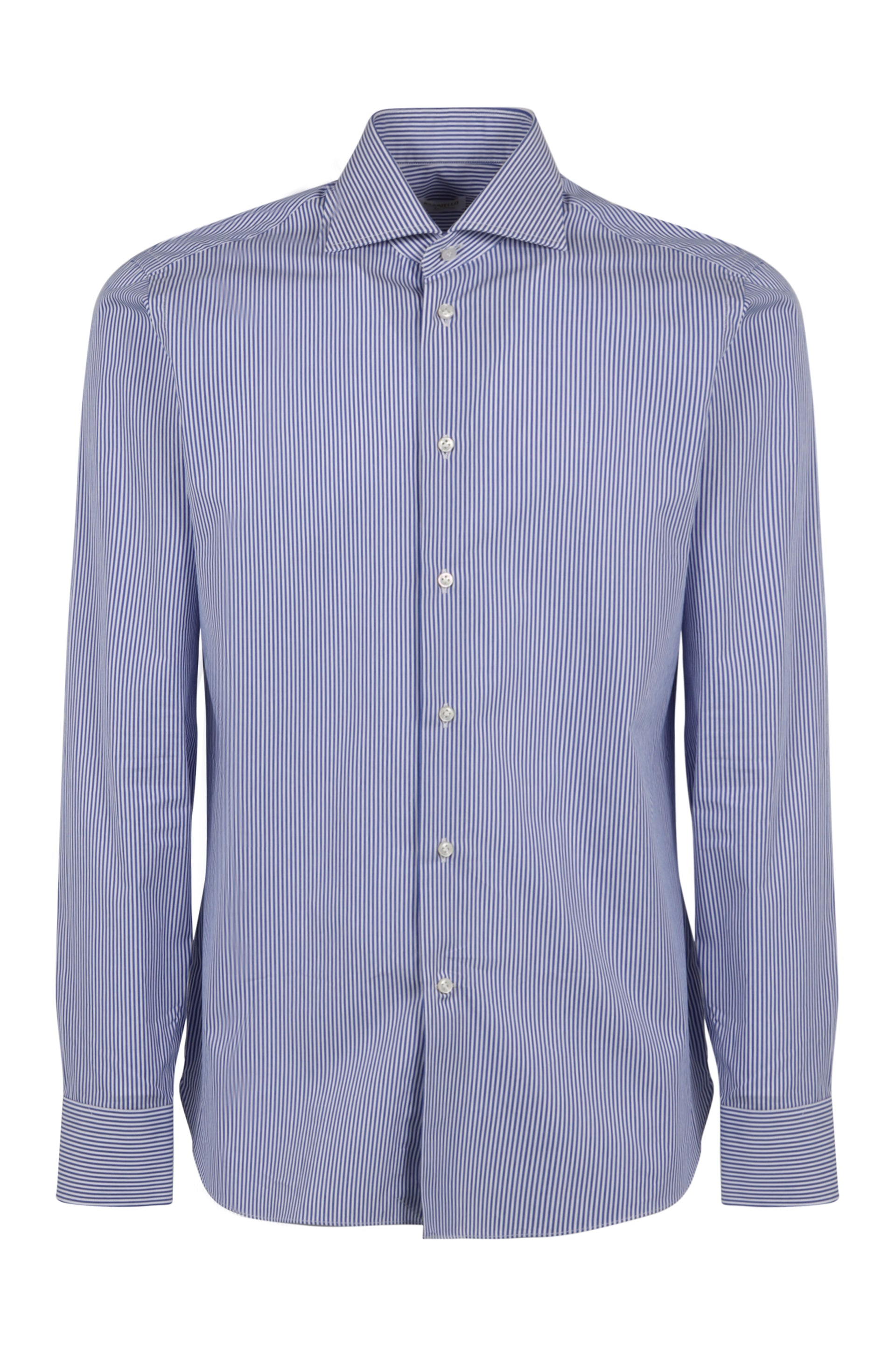 Borriello Napoli Cotton Poplin Striped Shirt — Blue by Borriello Napoli