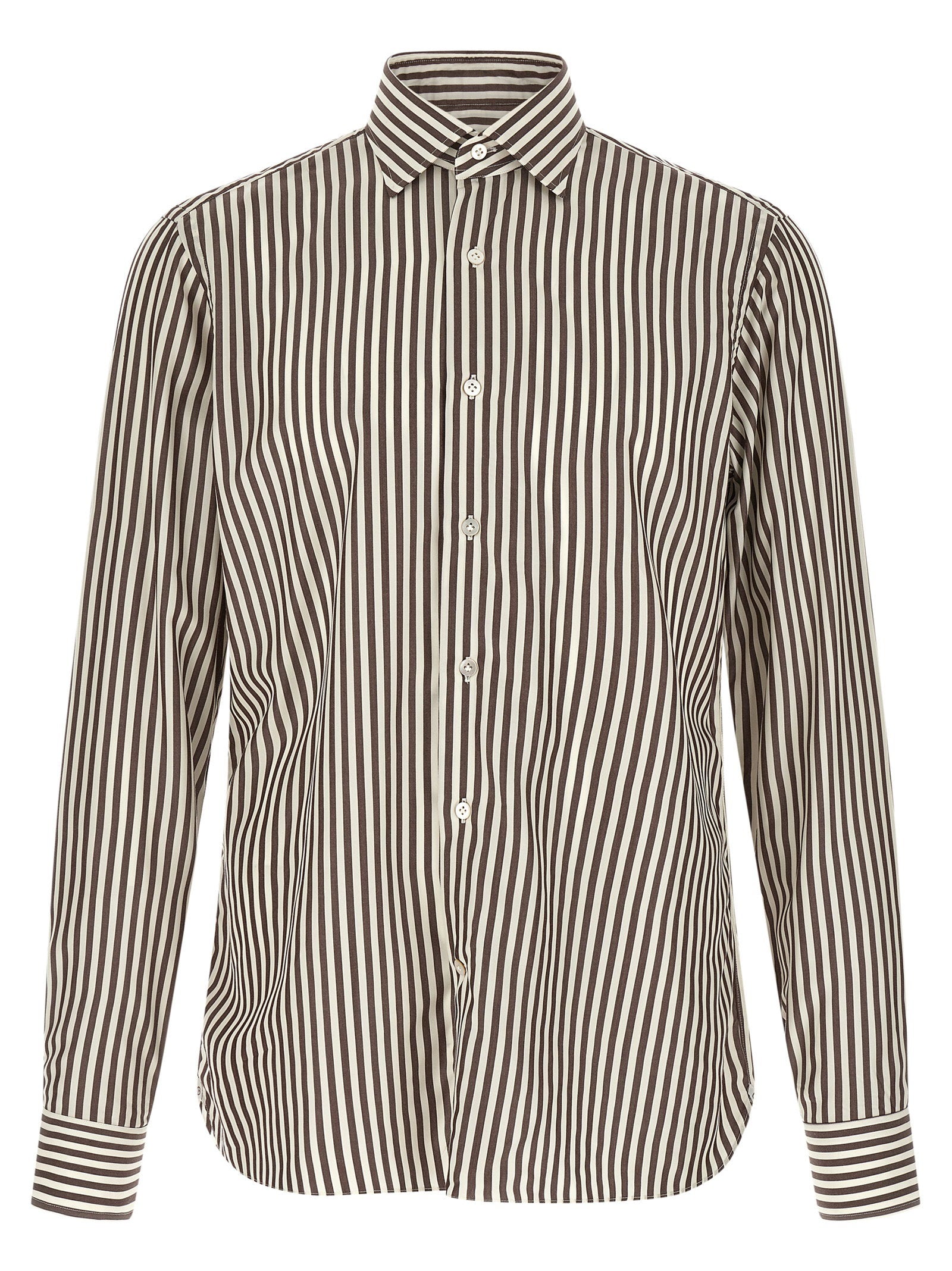Borriello Striped Cotton Poplin Shirt — Charcoal by Borriello