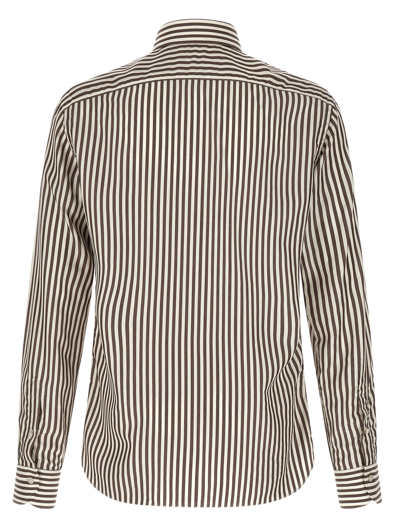 Borriello Striped Cotton Poplin Shirt — Charcoal, view 2