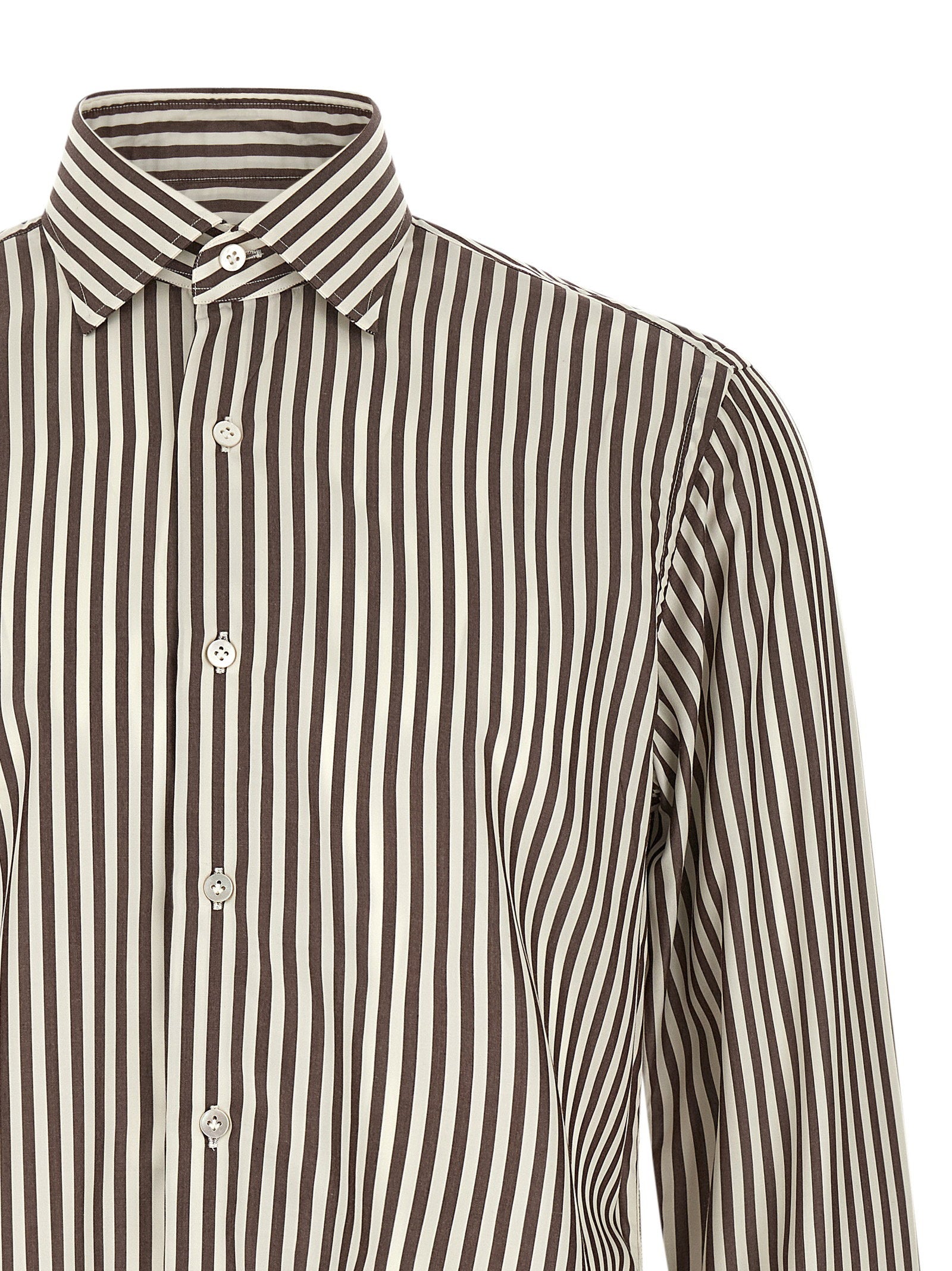 Borriello Striped Cotton Poplin Shirt — Charcoal, view 3