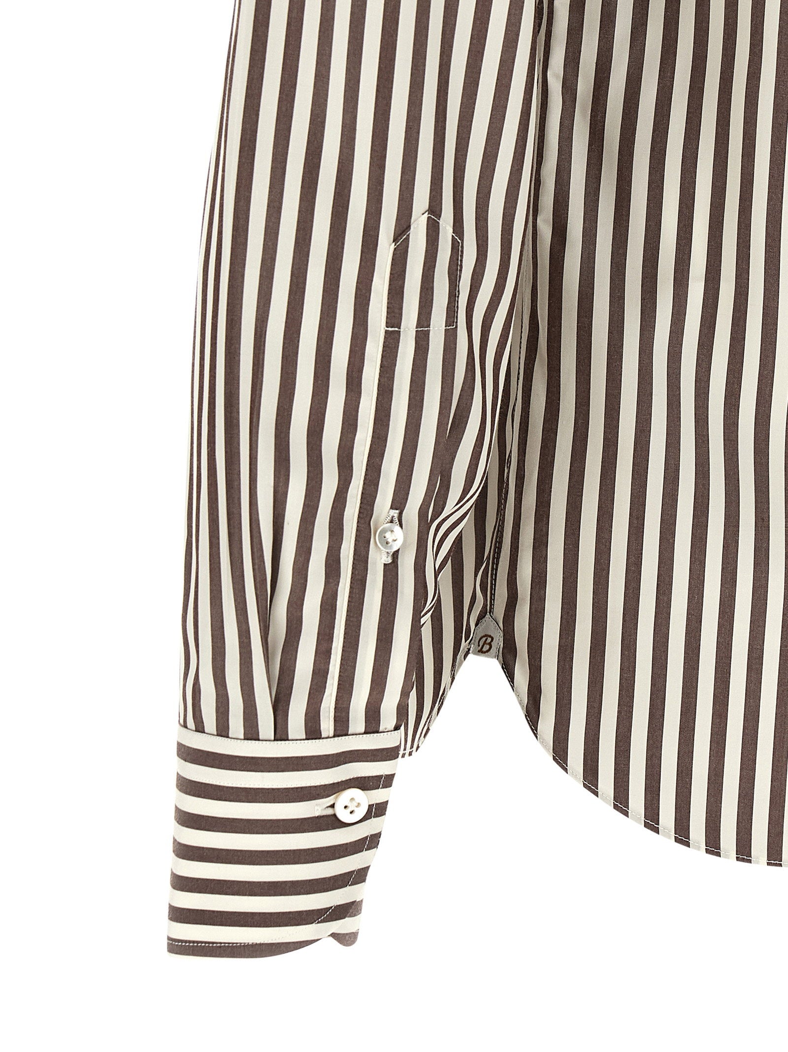 Borriello Striped Cotton Poplin Shirt — Charcoal, view 4