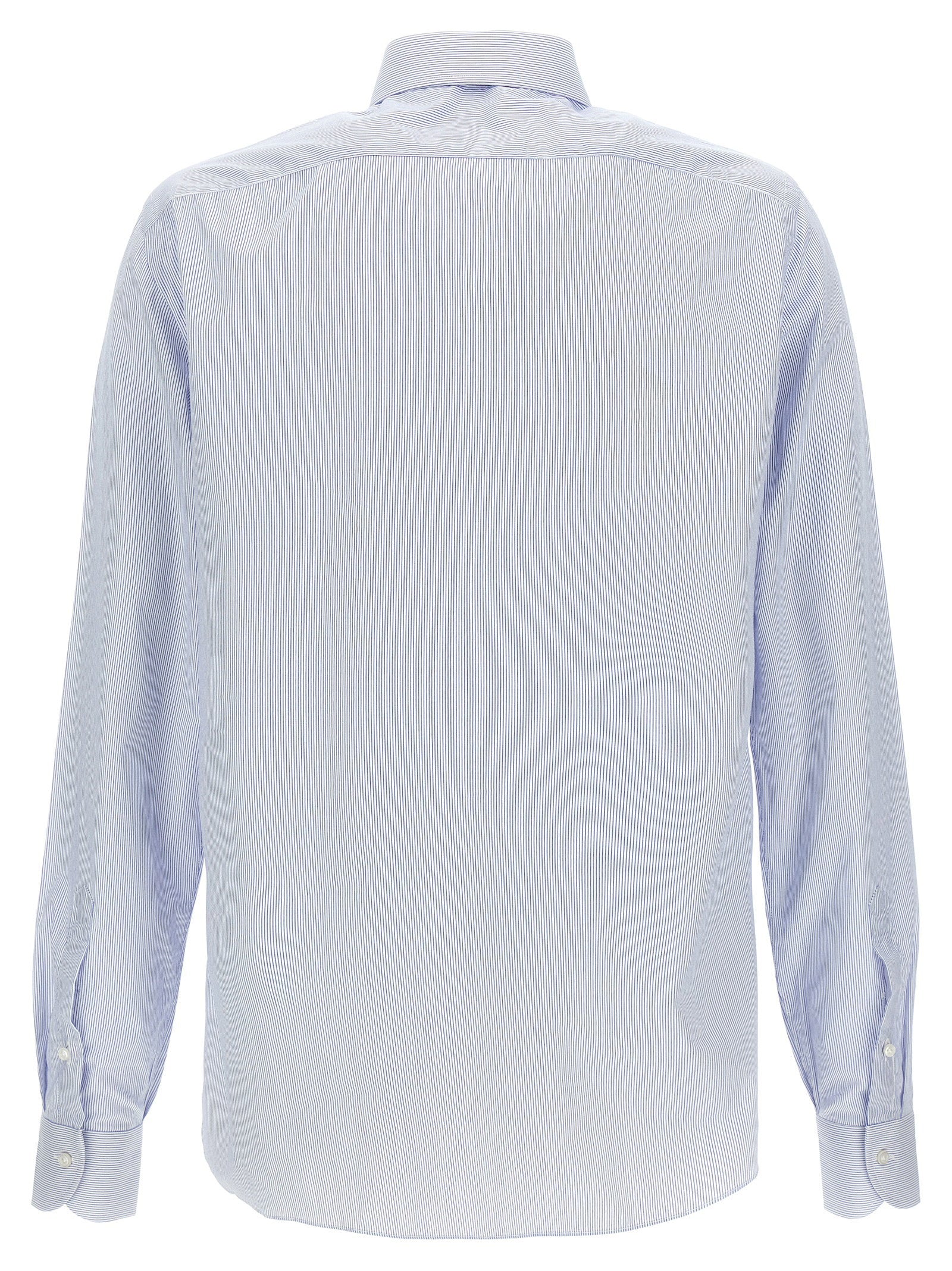 Borriello Striped Cotton Shirt — Light Blue, view 2