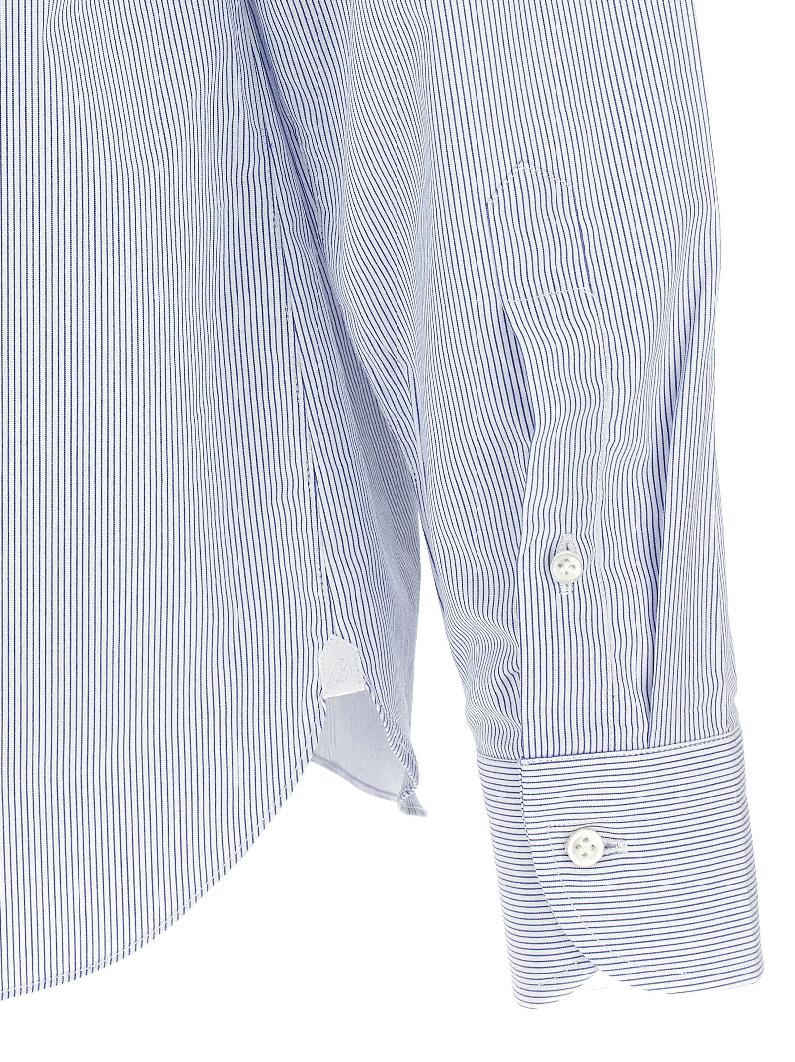 Borriello Striped Cotton Shirt — Light Blue, view 4