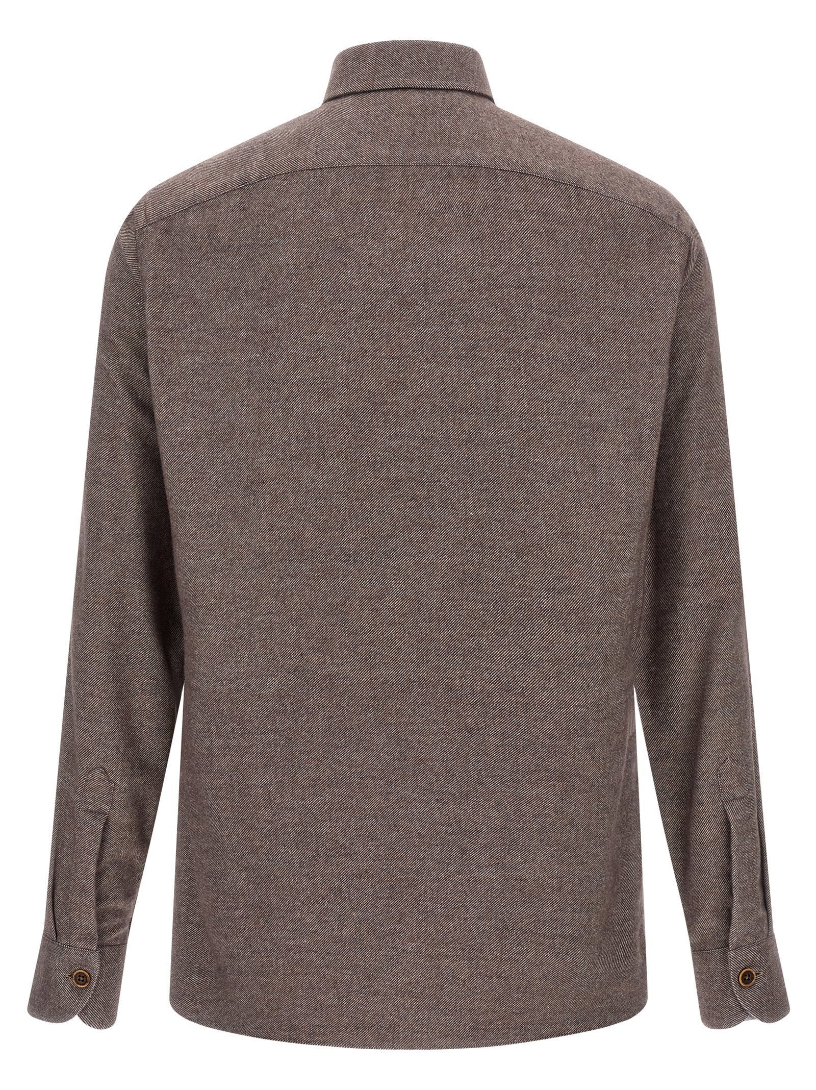 Borriello Flannel Shirt — Taupe, view 2