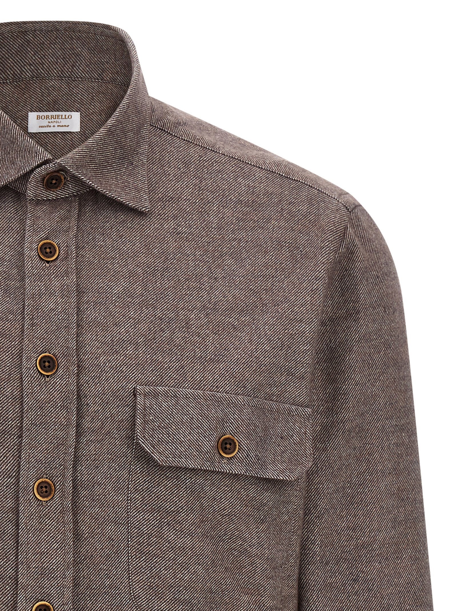 Borriello Flannel Shirt — Taupe, view 3
