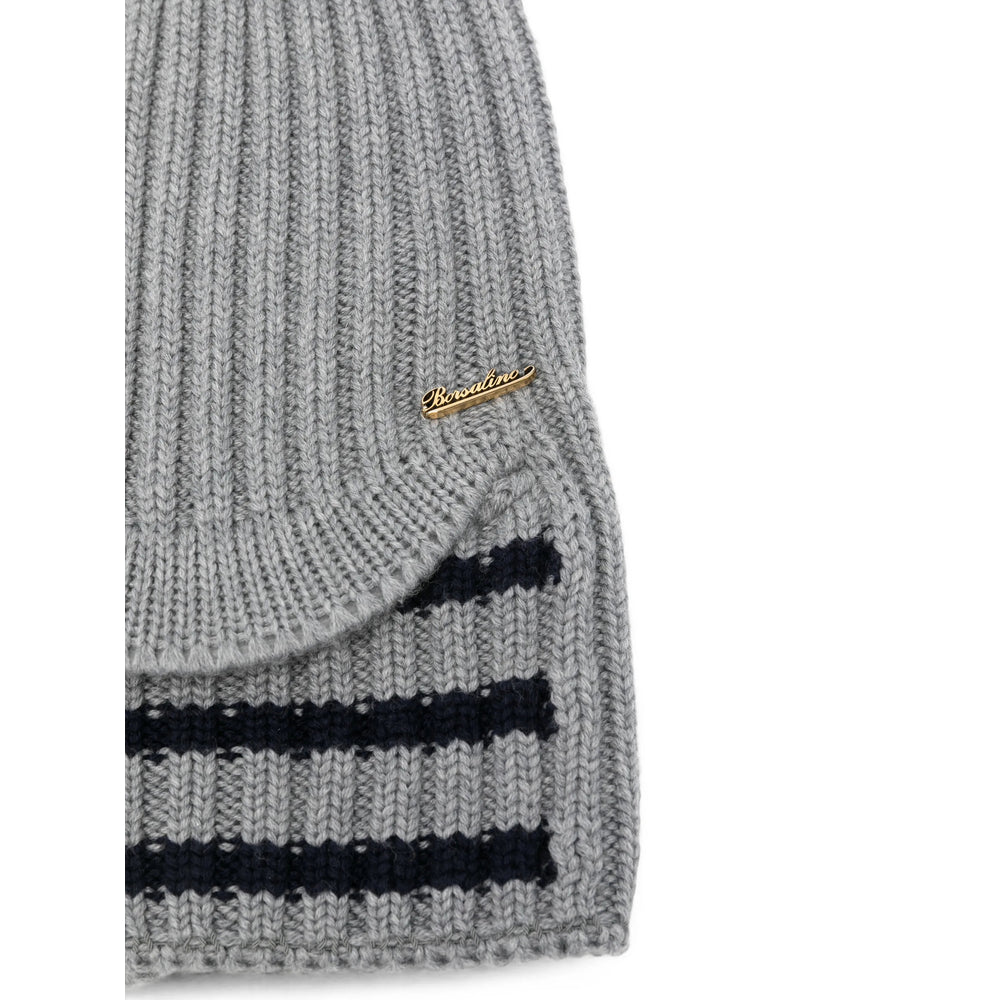 Borsalino 0012W Ribbed Wool-Blend Flat Cap — Gray, view 3