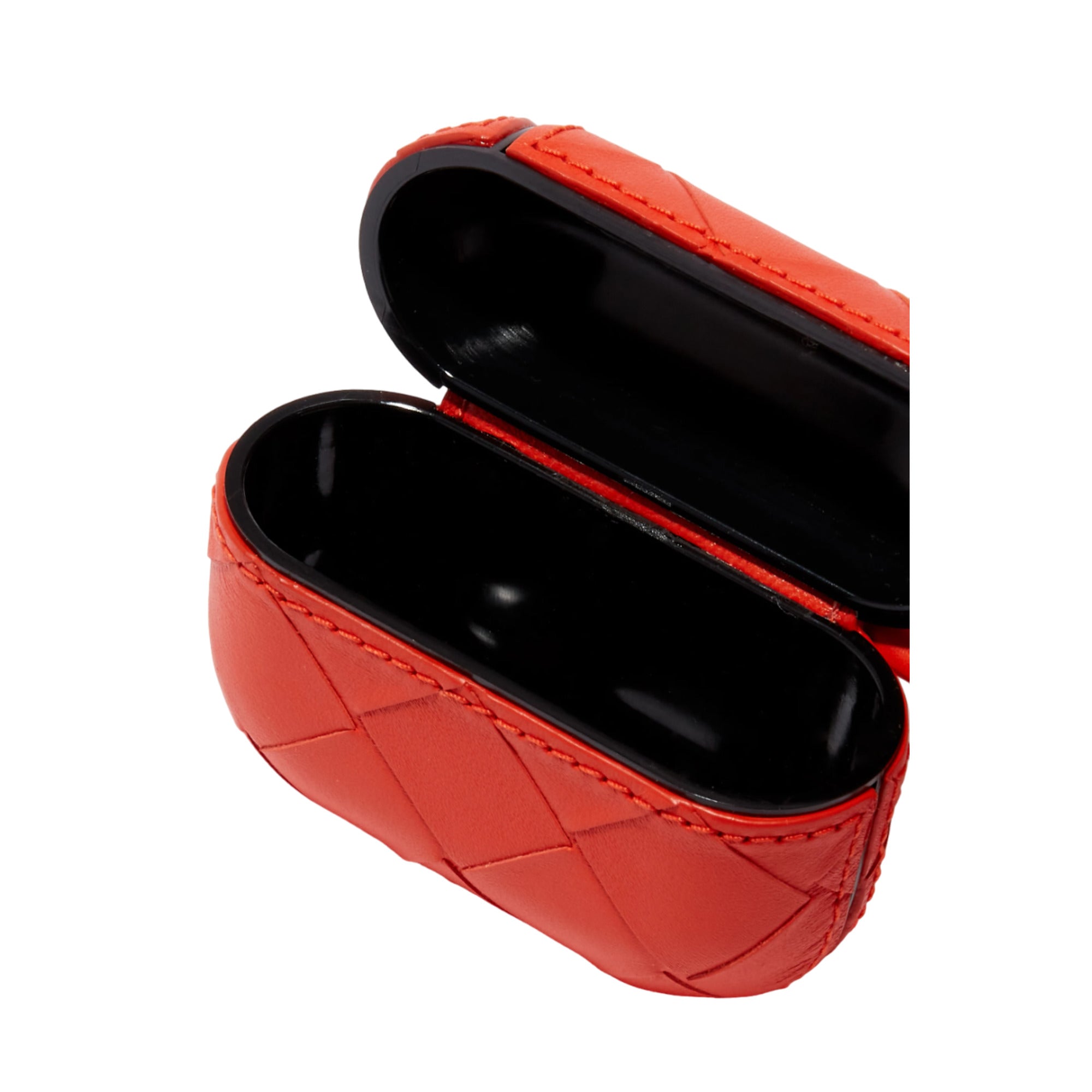 Bottega Veneta Intrecciato Woven AirPods Case — Orange, view 3