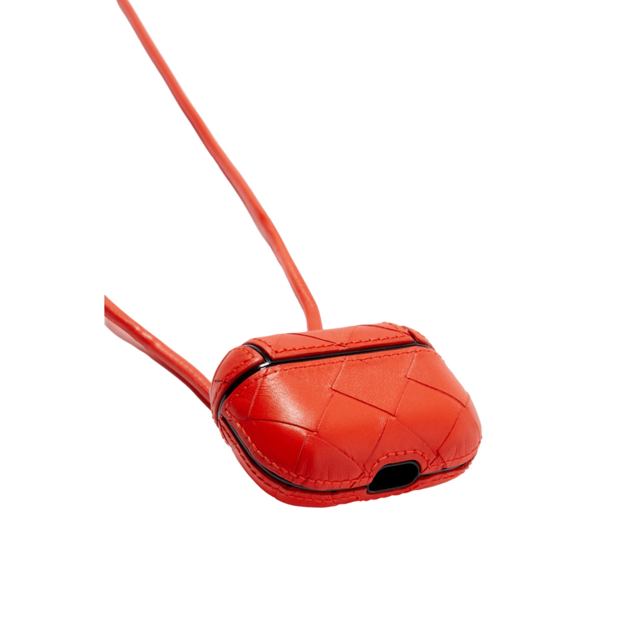 Bottega Veneta Intrecciato Woven AirPods Case — Orange, view 4