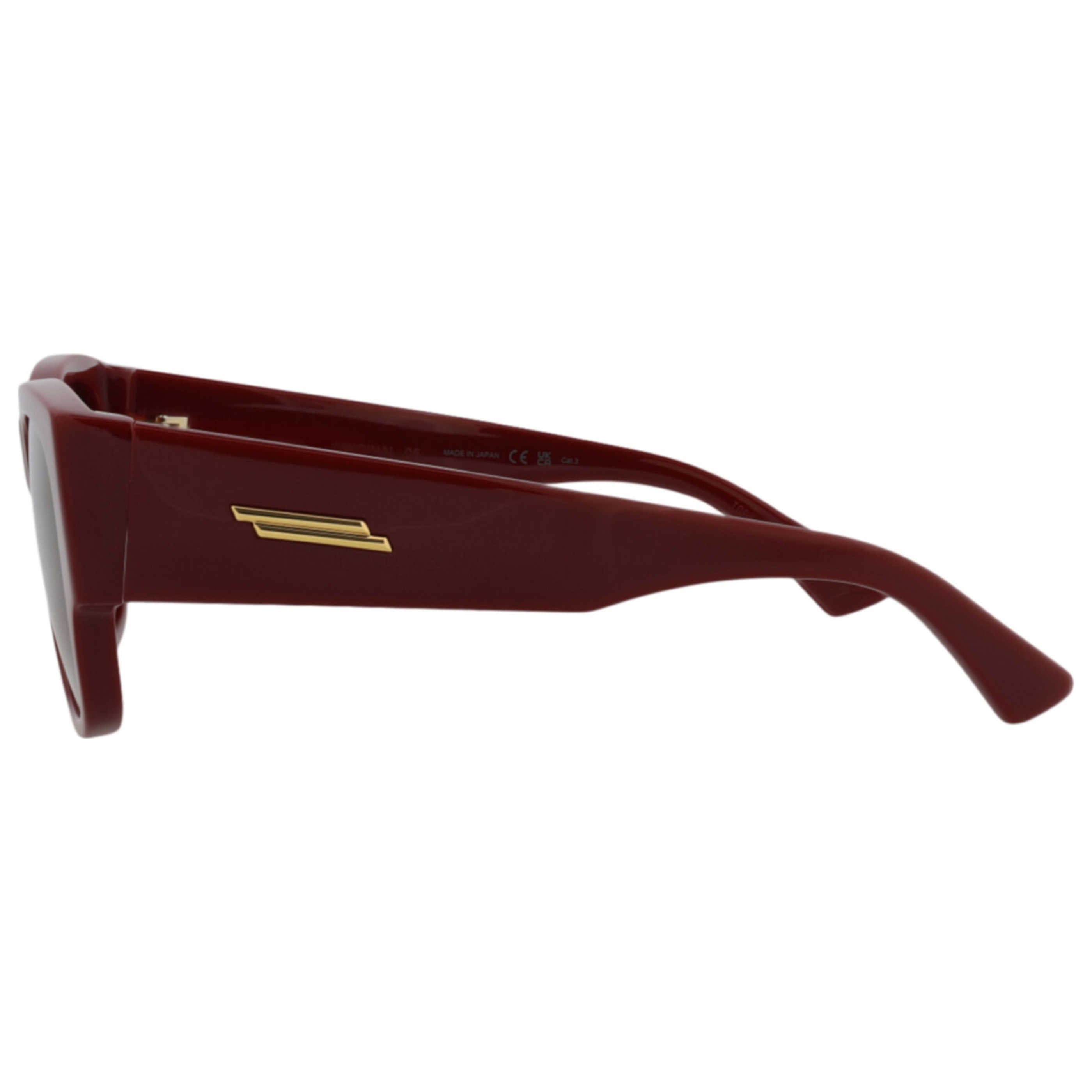 Bottega Veneta BV1026S30008355003 Square-Frame Sunglasses — Burgundy, view 2