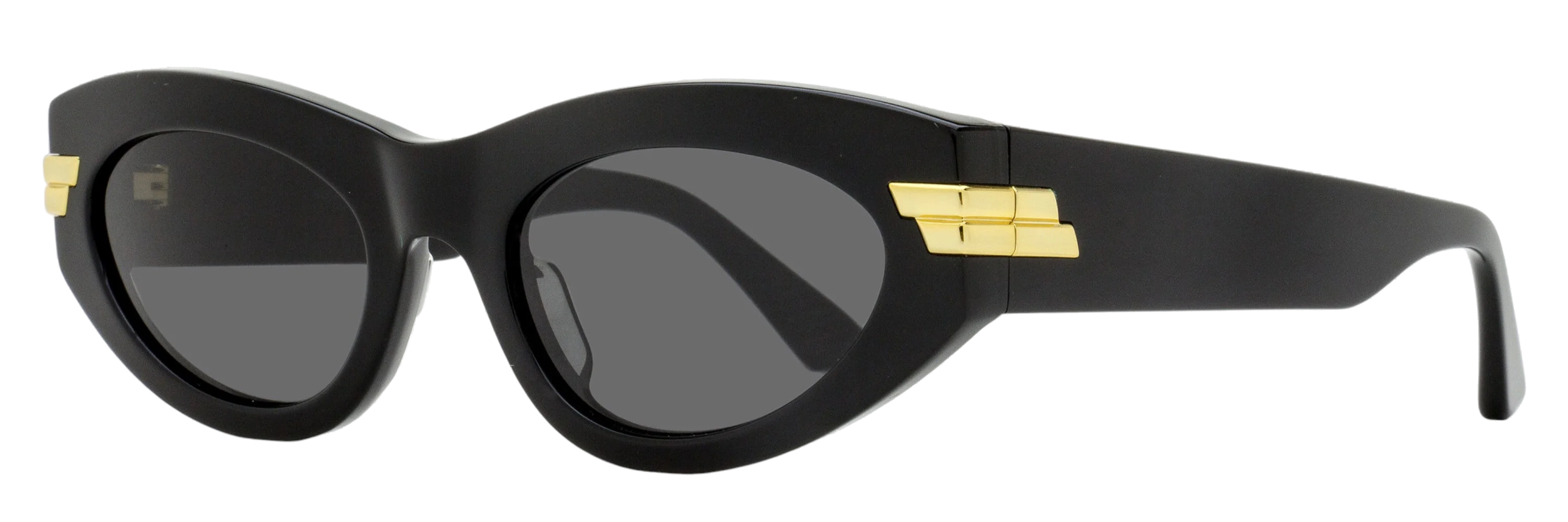 Bottega Veneta BV1189S Tapered Oval Sunglasses — Black by Bottega Veneta