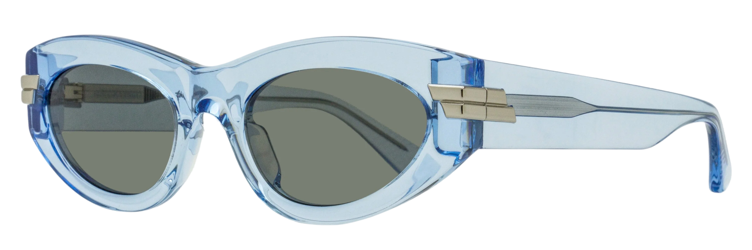 Bottega Veneta BV1189S Tapered Oval Acetate Sunglasses — Blue by Bottega Veneta