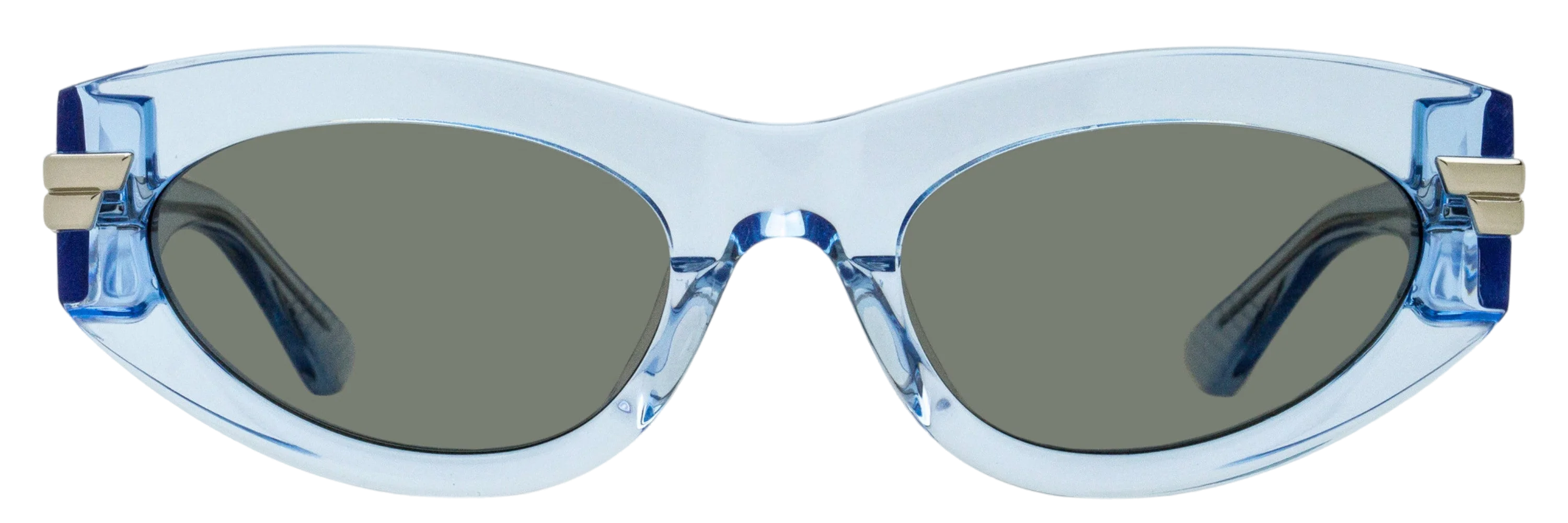 Bottega Veneta BV1189S Tapered Oval Acetate Sunglasses — Blue, view 2