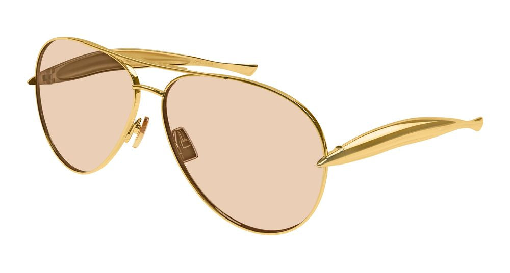 Bottega Veneta BV1305S Aviator Metal Sunglasses — Gold by Bottega Veneta