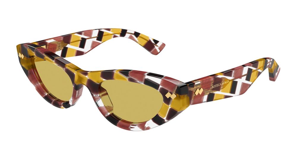 Bottega Veneta BV1350S Geometric Acetate Sunglasses — Yellow by Bottega Veneta
