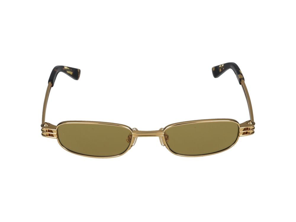 Bottega Veneta BV1381S Metal Rectangular Sunglasses — Gold by Bottega Veneta