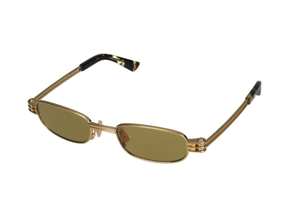 Bottega Veneta BV1381S Metal Rectangular Sunglasses — Gold, view 2