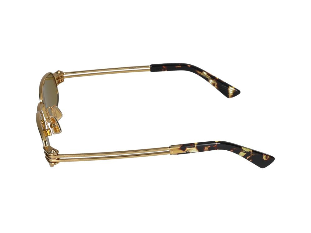 Bottega Veneta BV1381S Metal Rectangular Sunglasses — Gold, view 3