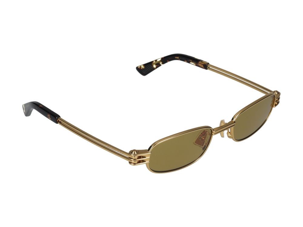 Bottega Veneta BV1381S Metal Rectangular Sunglasses — Gold, view 4
