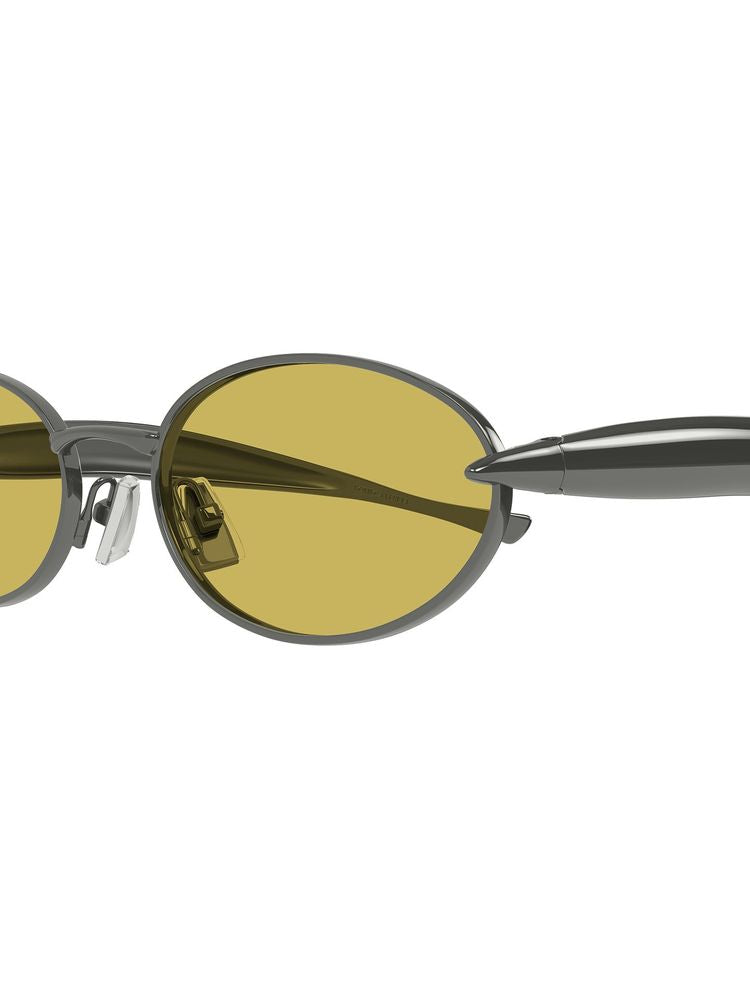 Bottega Veneta BV1386S Metal Round-Frame Sunglasses — Gray by Bottega Veneta