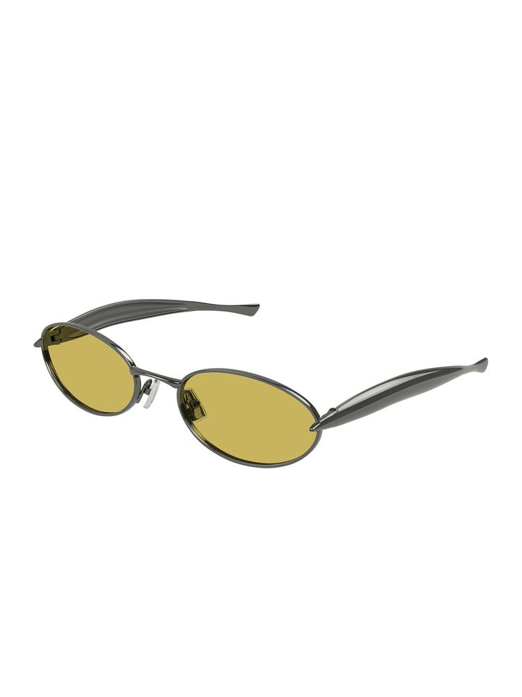 Bottega Veneta BV1386S Metal Round-Frame Sunglasses — Gray, view 2