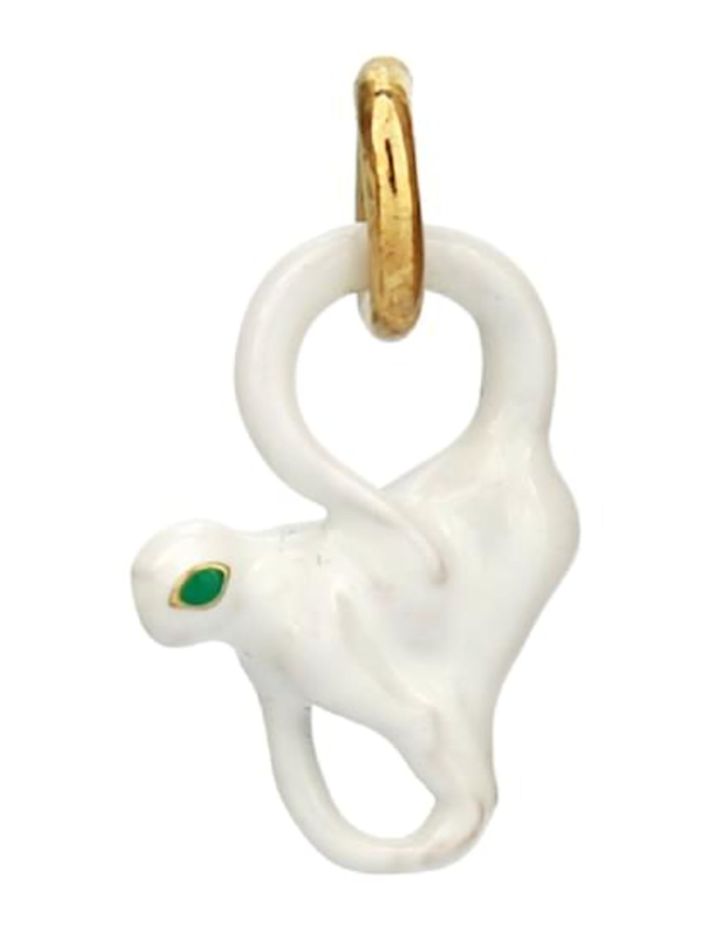 Bottega Veneta Enamel Monkey Charm — White by Bottega Veneta