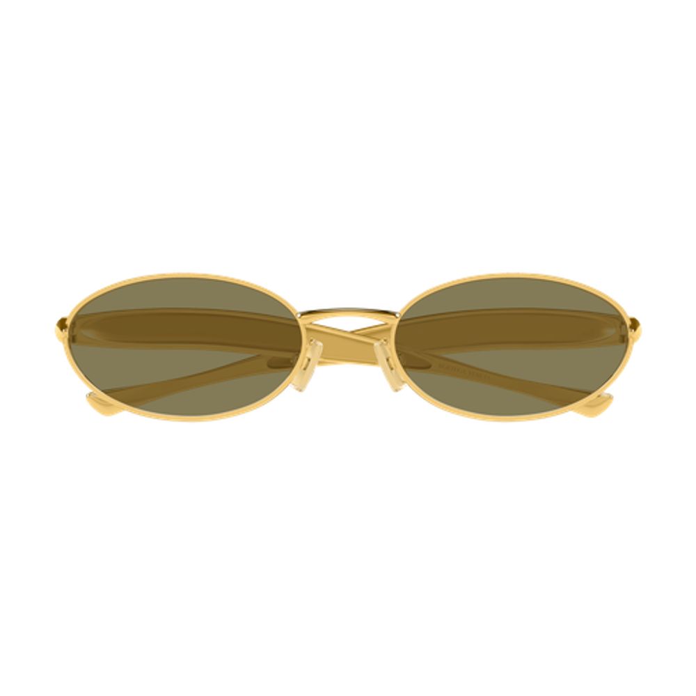 Bottega Veneta Eyewear BV1386S Metal Oval Sunglasses — Gold by Bottega Veneta Eyewear