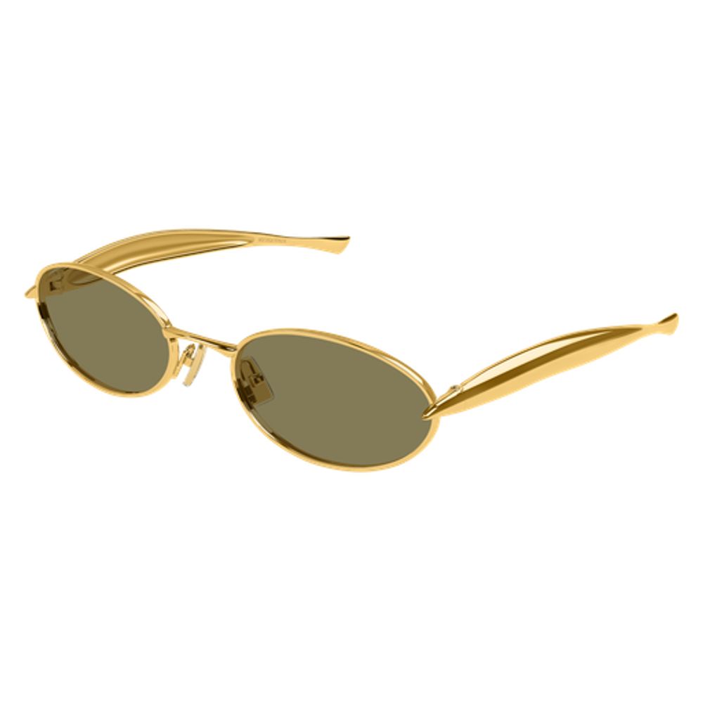 Bottega Veneta Eyewear BV1386S Metal Oval Sunglasses — Gold, view 2
