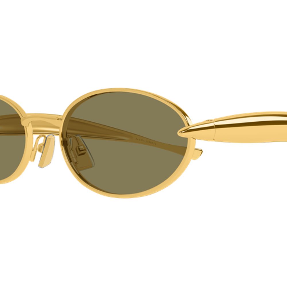 Bottega Veneta Eyewear BV1386S Metal Oval Sunglasses — Gold, view 3