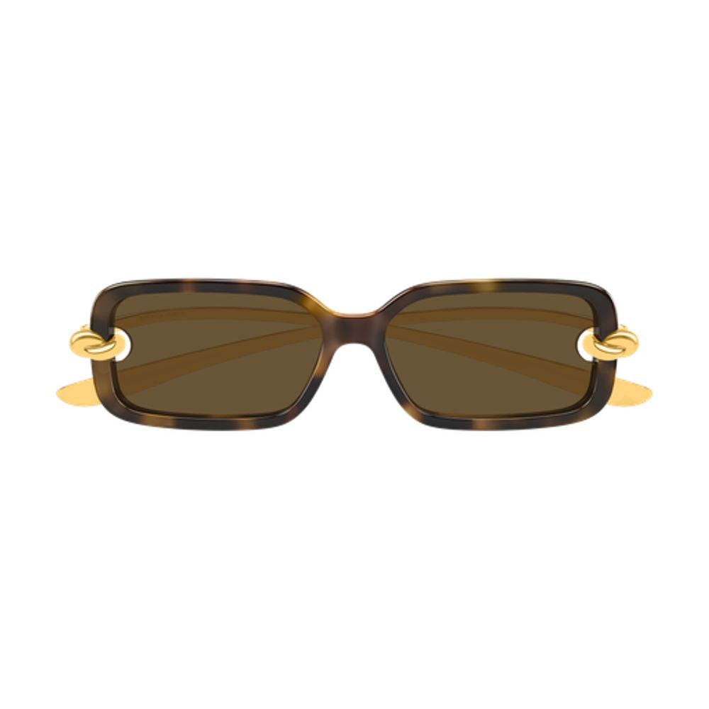 Bottega Veneta Eyewear BV1439S Gold-Knot Acetate Sunglasses — Brown by Bottega Veneta Eyewear