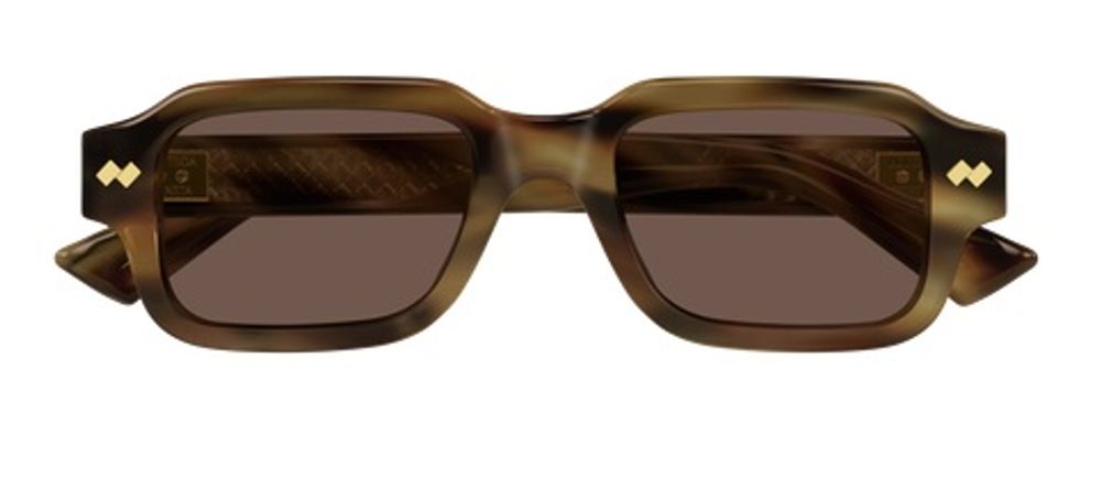 Bottega Veneta Eyewear BV1442S Striped Acetate Sunglasses — Brown by Bottega Veneta Eyewear