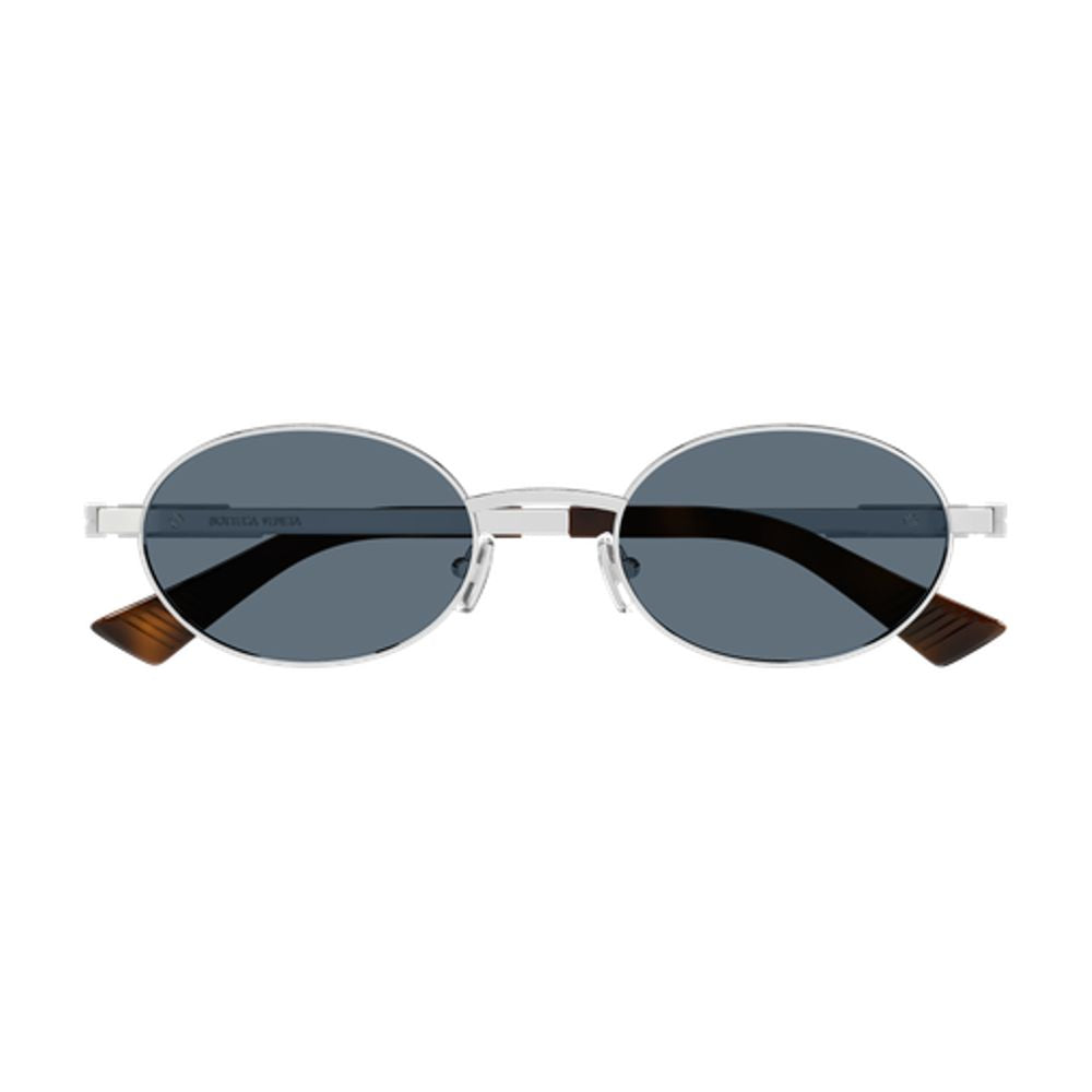 Bottega Veneta Eyewear BV1470S Metal Oval Sunglasses — Silver by Bottega Veneta Eyewear