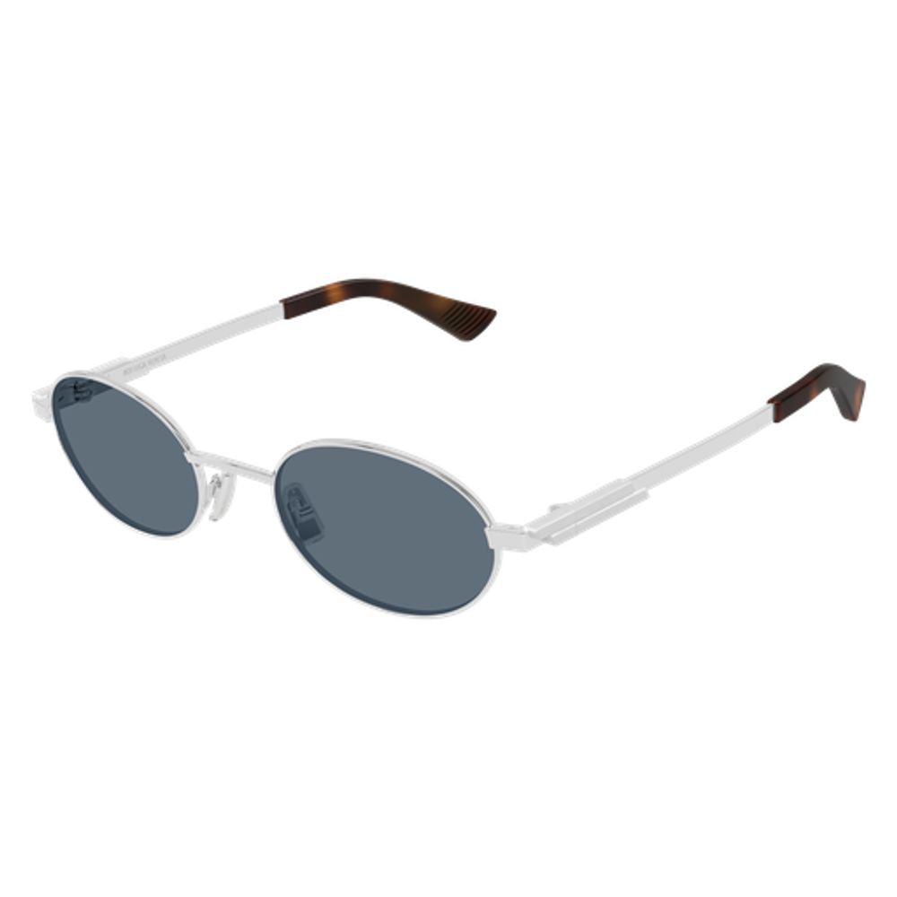 Bottega Veneta Eyewear BV1470S Metal Oval Sunglasses — Silver, view 2