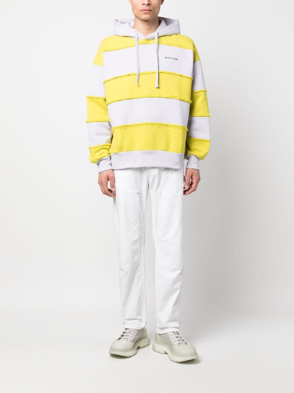 Botter Striped Organic Cotton Hoodie — Yellow, view 2