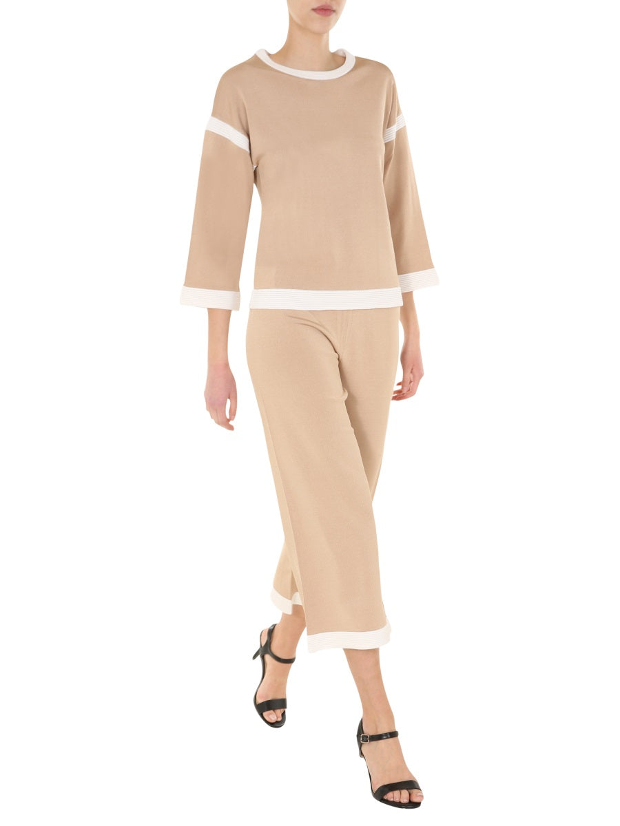 Boutique Moschino Elasticated Waist Cropped Trousers — Beige by Boutique Moschino