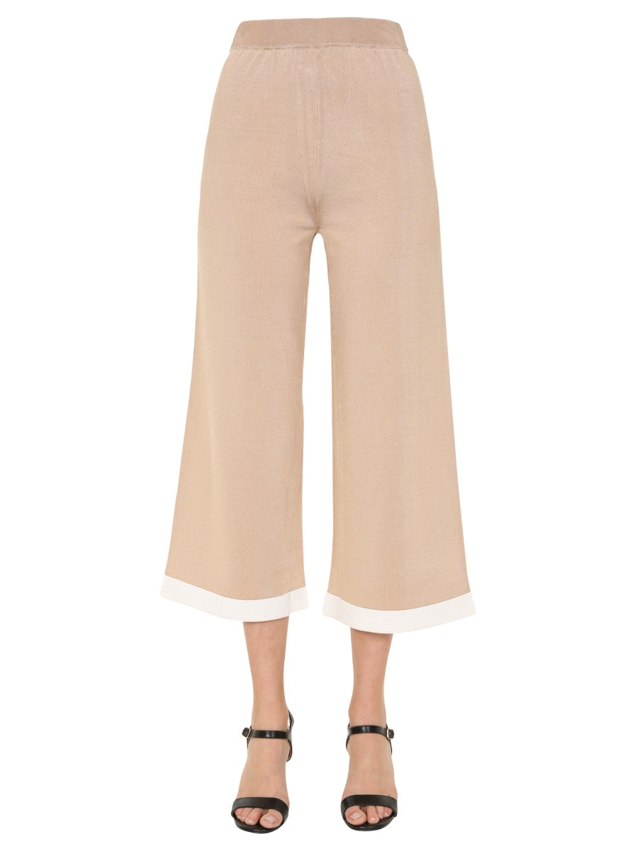 Boutique Moschino Elasticated Waist Cropped Trousers — Beige, view 2