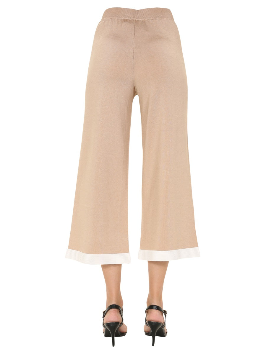 Boutique Moschino Elasticated Waist Cropped Trousers — Beige, view 4