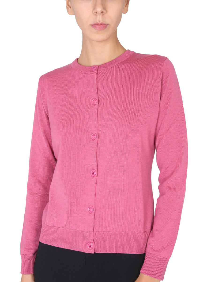Boutique Moschino Virgin Wool with Necklace Detail Jumper — Pink, view 4