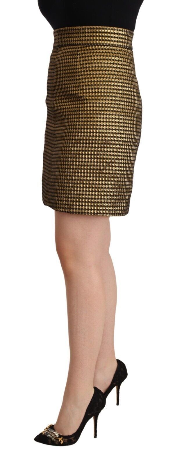 Boutique Moschino Tweed A-Line Skirt — Gold, view 2