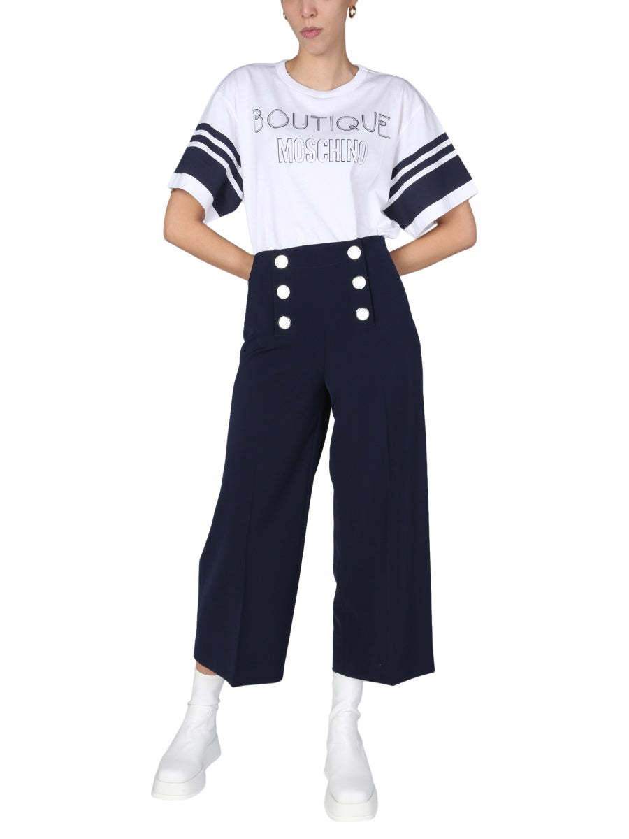 Boutique Moschino Wide Leg Trousers — Blue by Boutique Moschino