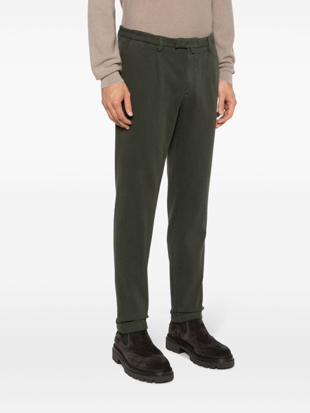 BRIGLIA 1949 Stretch-Cotton Corduroy Trousers — Olive, view 2