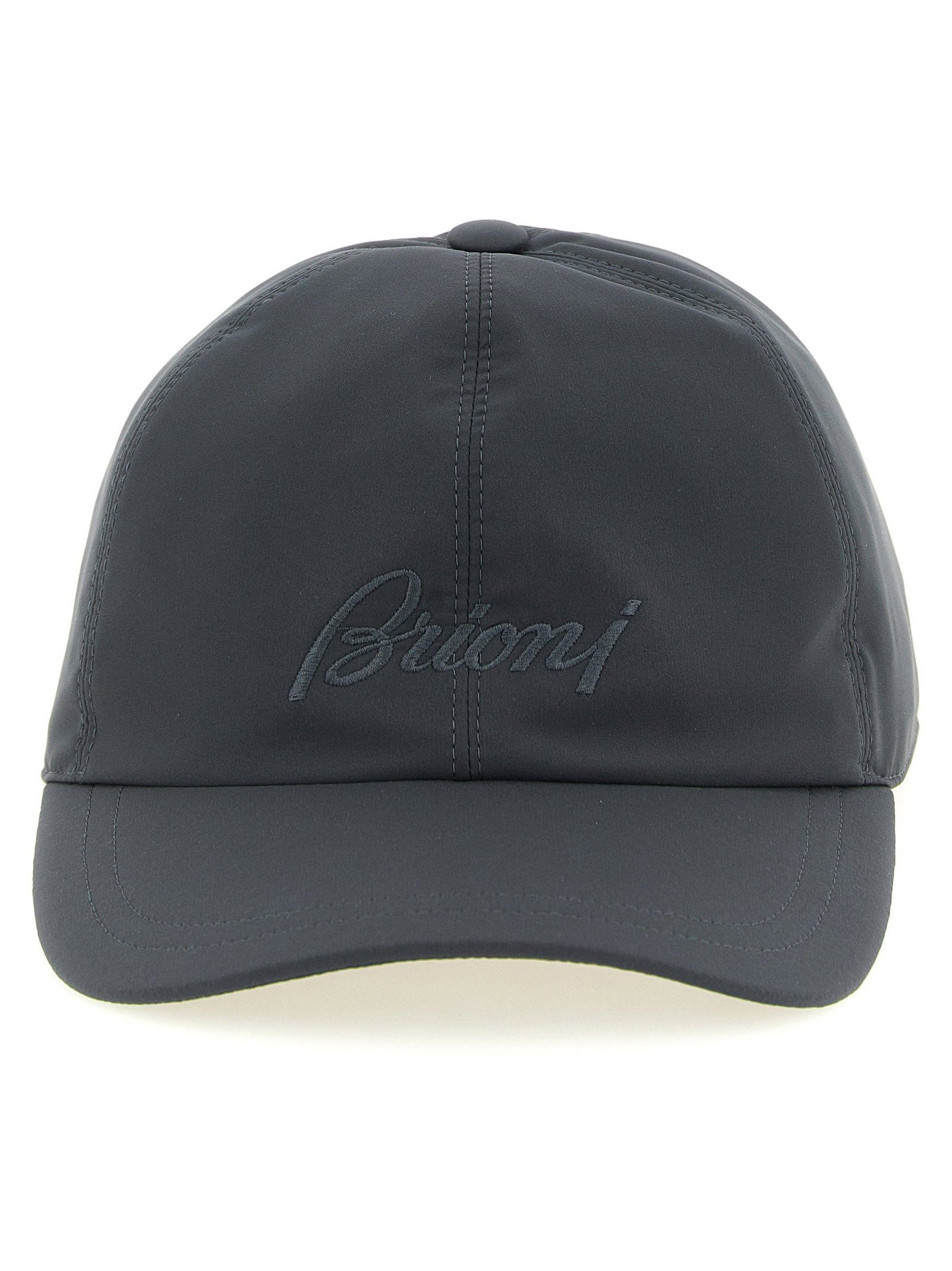 Brioni Tone-on-Tone Embroidered Logo Baseball Cap — gray by Brioni